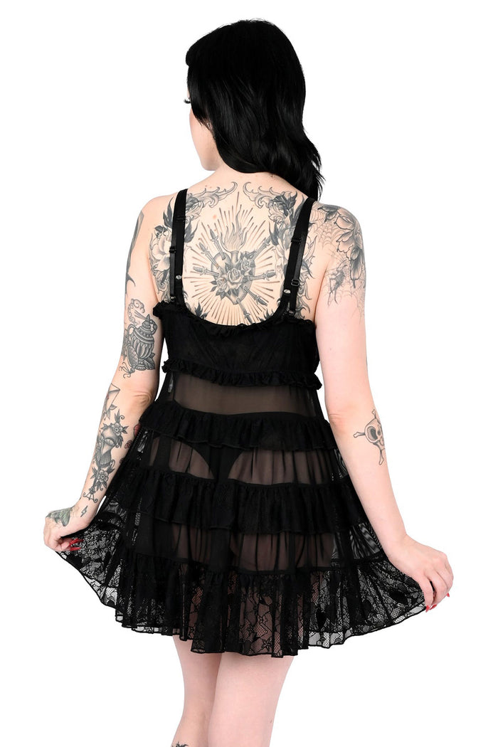 lace sheer babydoll dress for women