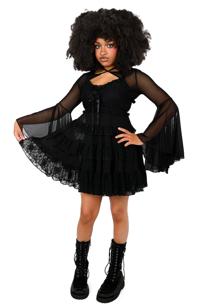 layered sheer babydoll dress for women