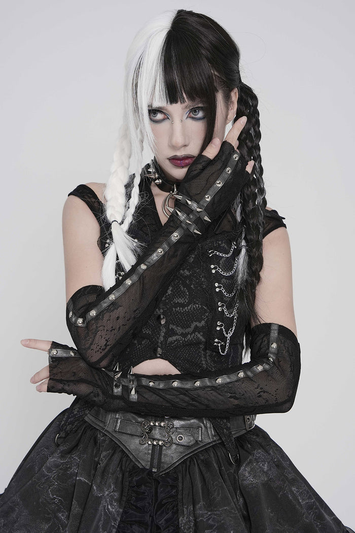 spiked long gloves