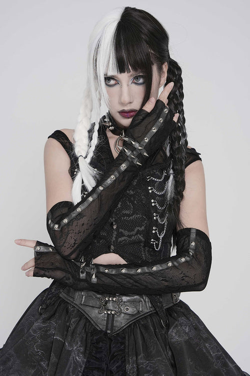 spiked long gloves