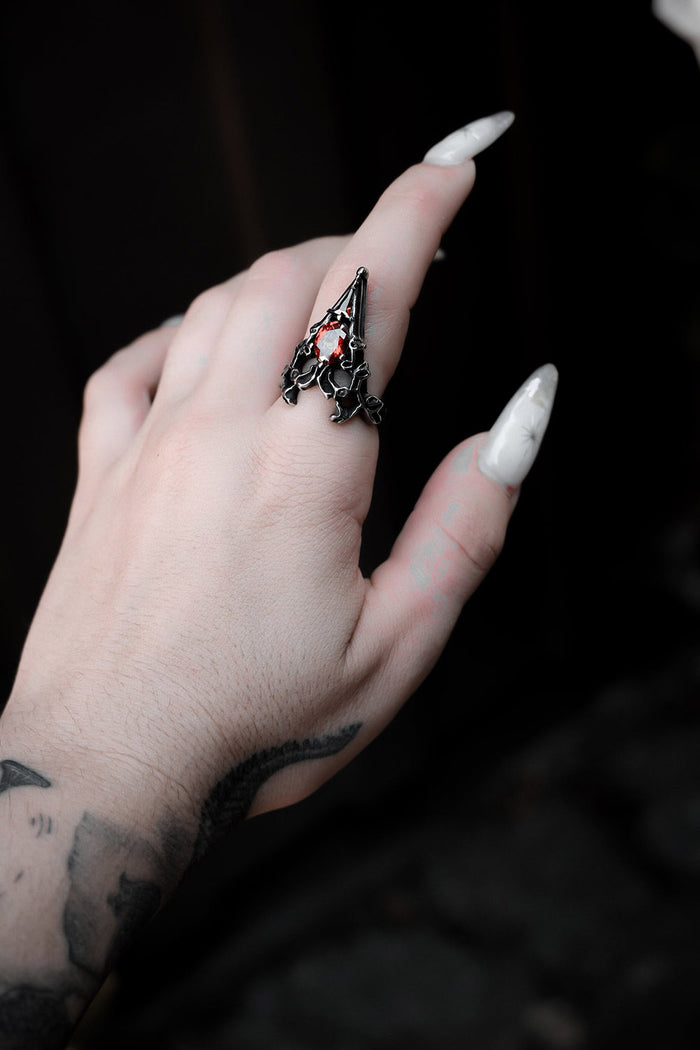 dark princesscore stainless steel ring with red stone