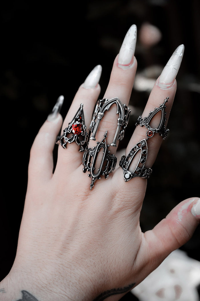vintage goth inspired stainless steel rings