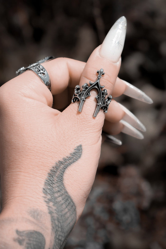 gothic church stainless steel vintage inspired ring