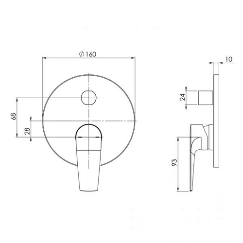 Technical Drawing: Arlo Shower / Bath Diverter Mixer Trim Kit Only Chrome Phoenix Builders Range