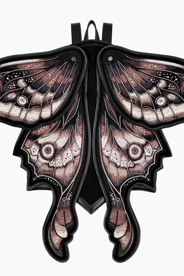 Occult moth bag with moveable wings