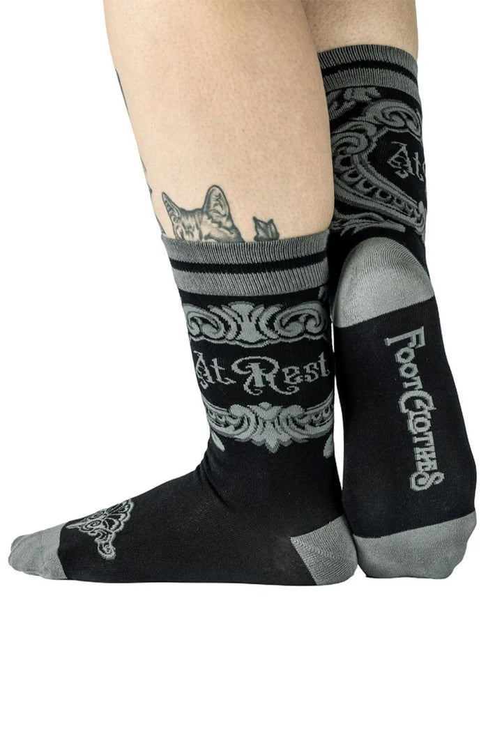 At Rest black gray FootClothes crew socks punk emo goth fashion accessory