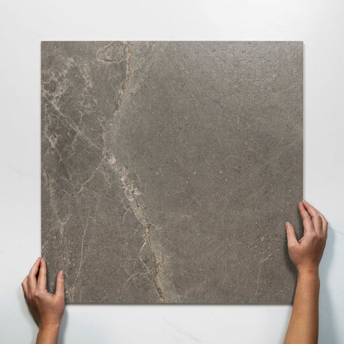 Single With Hand Auralis Grey Brown Honed Porcelain Tile 600 x 600mm 6ARDASH - The Blue Space