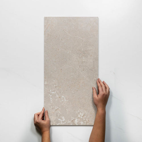 Single With Hand Auralis Taupe Honed Porcelain Tile 300 x 600mm 36ARDGEH - The Blue Space