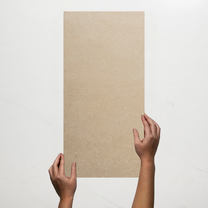 Single With Hand Avedon Beige Limestone Look Porcelain Tile P3 300×600mm PROBEI3 - The Blue Space