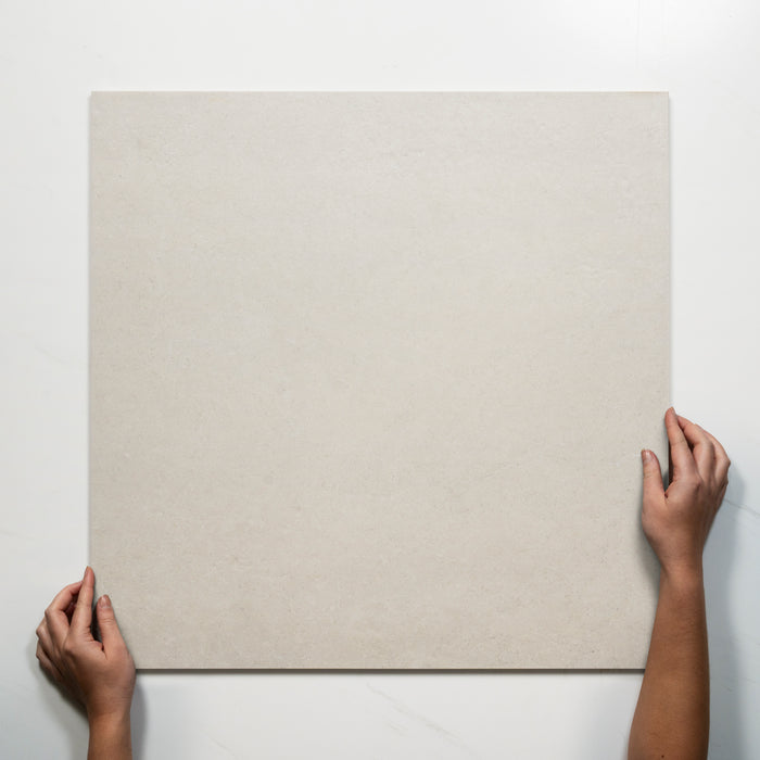Single With Hand Avedon White Limestone Look Porcelain Outdoor Tile P5 600×600mm PROWHI5 - The Blue Space