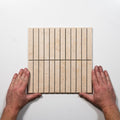 With Hand Avorio Cream Travertine Look Matte Porcelain Kit Kat Mosaic Tile CLAIVTGMOS - The Blue Space