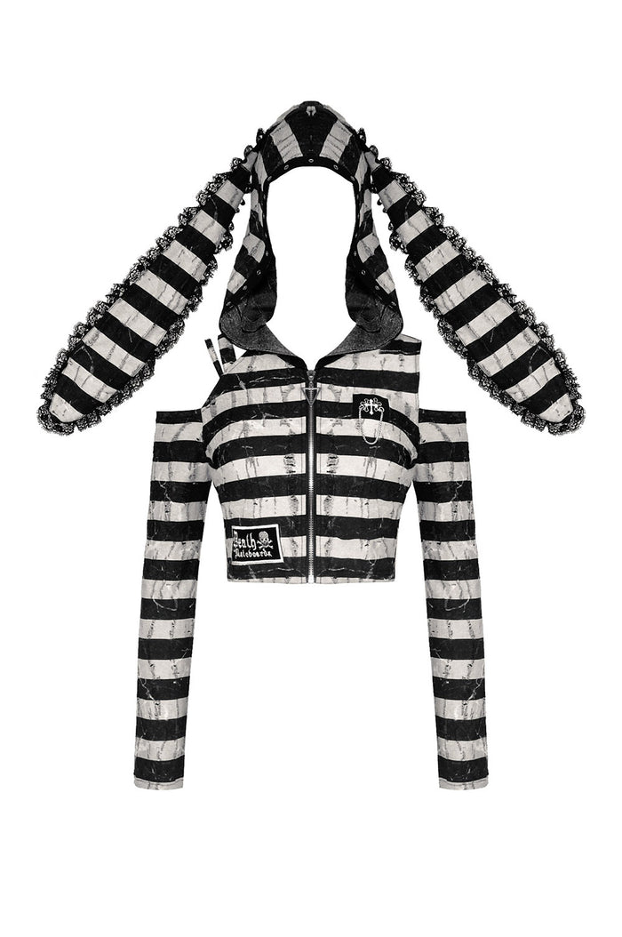 punk patch cropped hoodie top