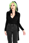 womens black wrap top