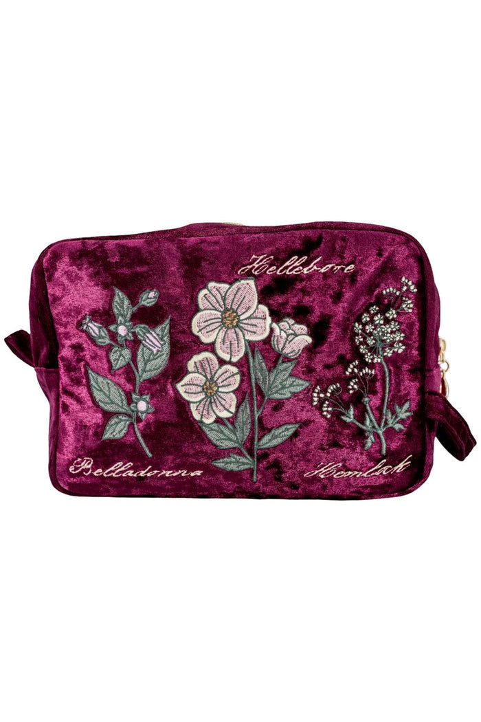 occult crushed deep red velvet make up bag