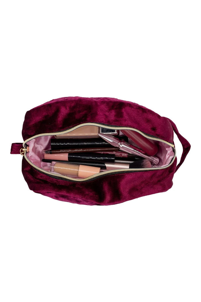 zipper cosmetic bag with light pink lining