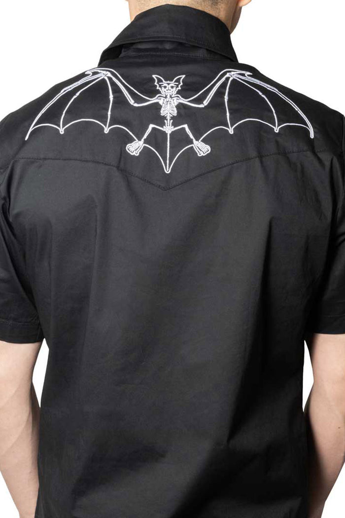 mens embroidered bat gothic shirt