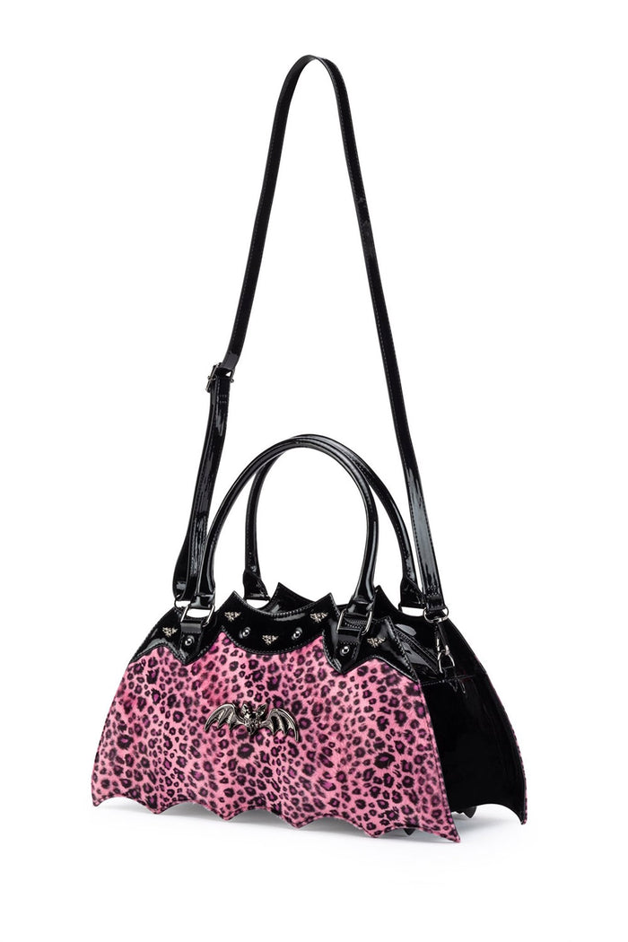 bat pink leopard handbag