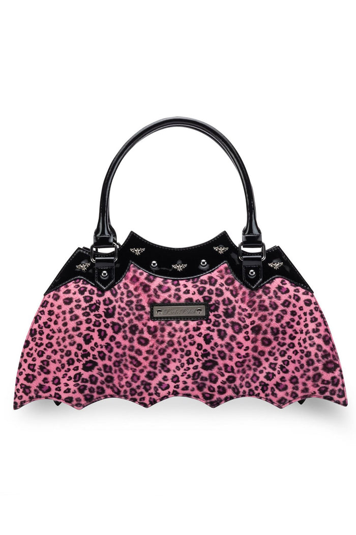 studded pink leopard handbag