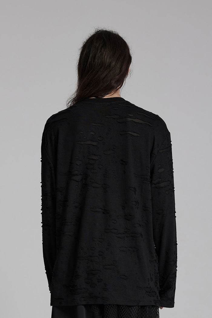 mens long sleeve gothic torn tatterd shirt