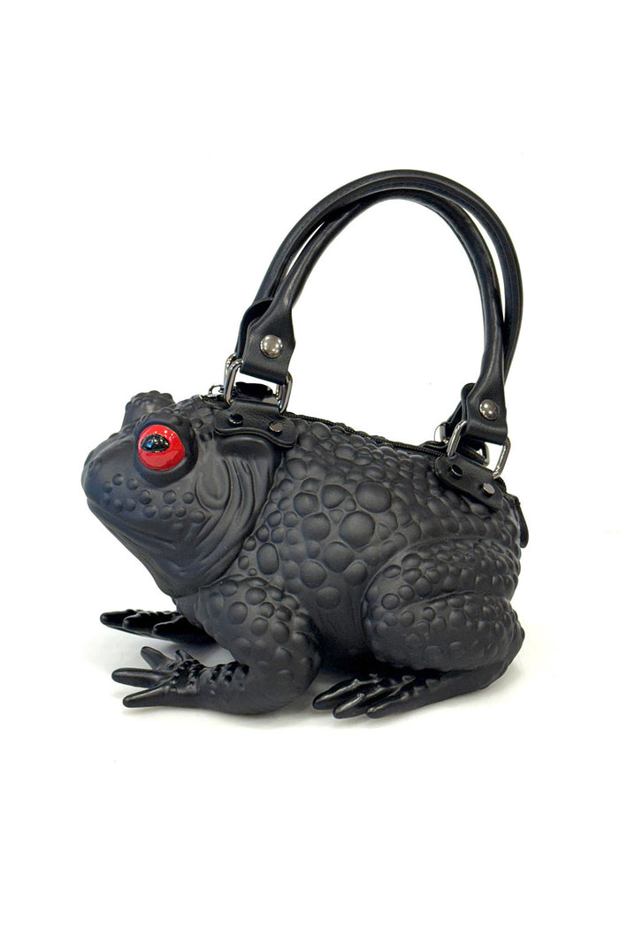 funny 3d novelty frog purse with carry handles and an adjustable crossbody shoulder strap