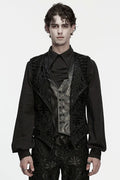 Gothic Floral Embroidered Buckle-up Vest with buttons