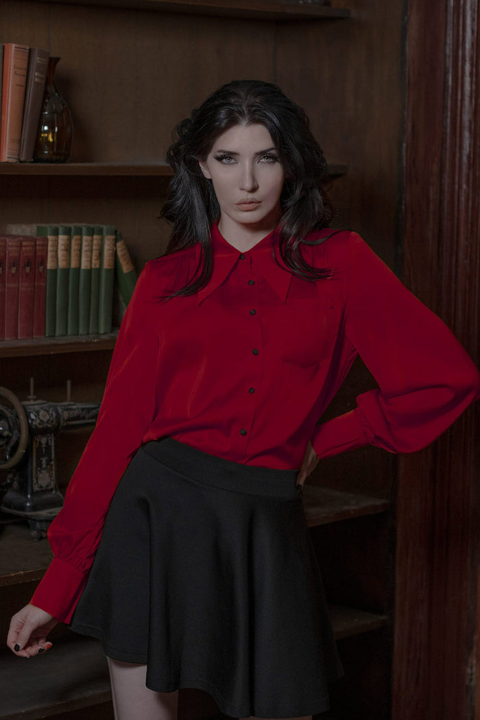 womens vintage goth inspired button-up top