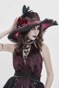 red and black floppy hat