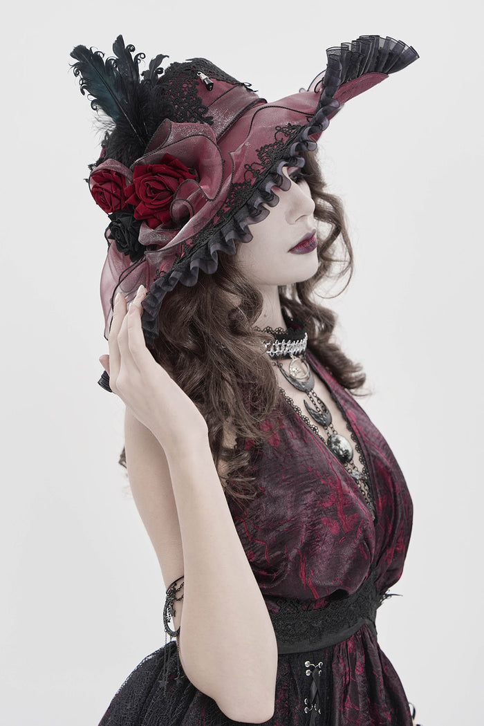 big gothic hat with bow