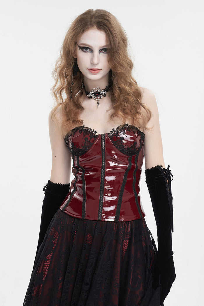 Steampunk red leather corset