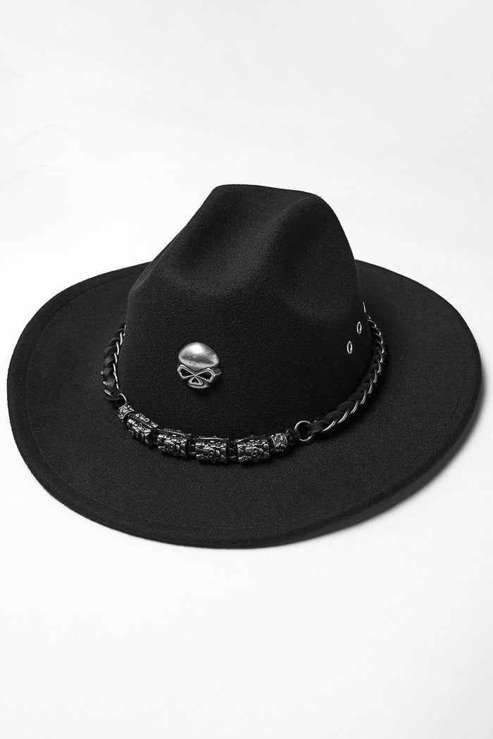 mens western goth cowboy hat with chains