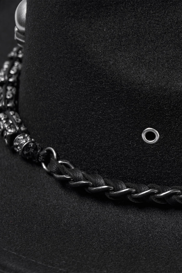 chain punk mens western goth cowboy hat