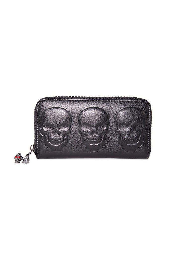 punk skull long wallet made of vegan leather