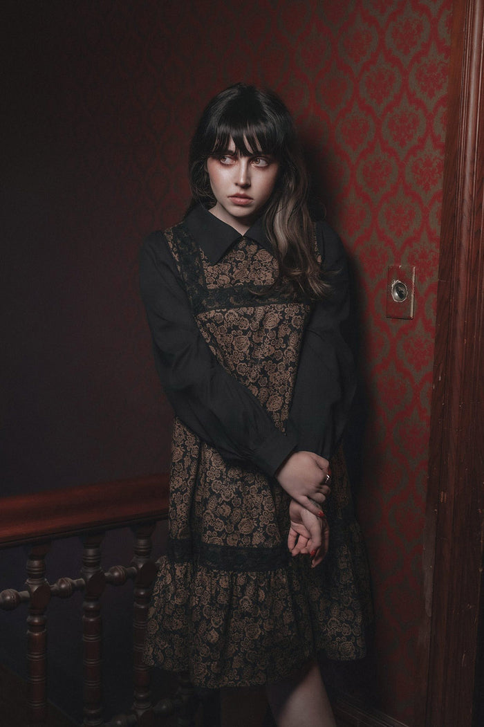 haunting dark bohemian 70s inspired dress by lively ghosts