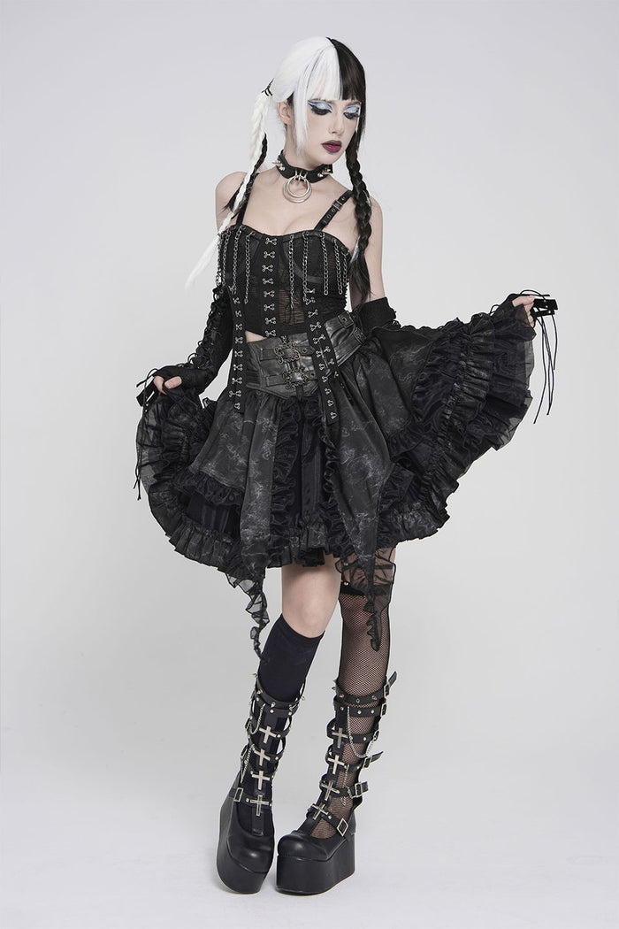 Goth skirt with lace and mesh detail