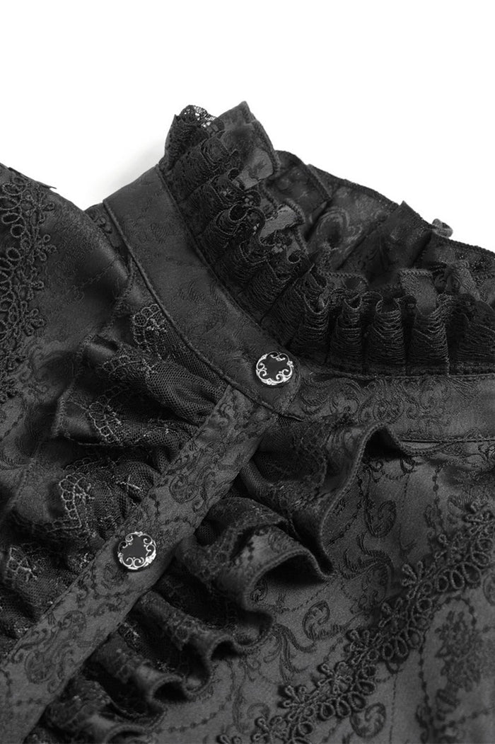 womens puff shoulder gothic blouse with lace-up back
