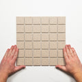 Single With Hand Briq Flecked Linen Unglazed Porcelain Mosaic Tile 48×48mm MOSOASPUNG48 - The Blue Space