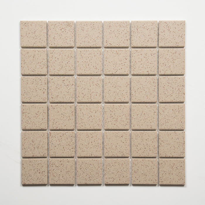 Single No Hand Briq Flecked Linen Unglazed Porcelain Mosaic Tile 48×48mm MOSOASPUNG48 - The Blue Space