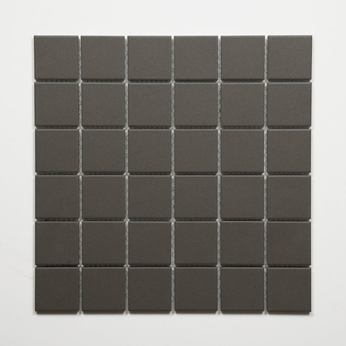 Single No Hand Briq Graphite Unglazed Porcelain Mosaic Tile 48×48mm MOSGRUNG48 - The Blue Space