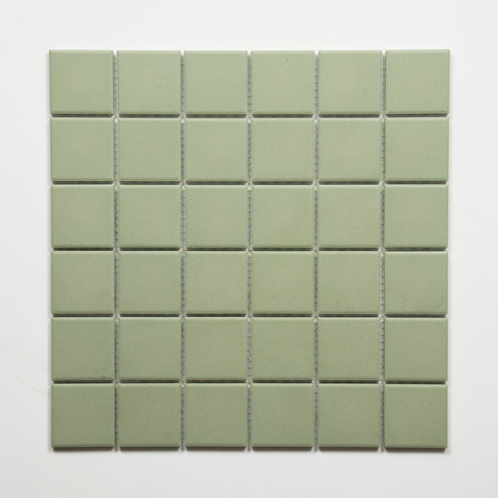 Single No Hand Briq Sage Unglazed Porcelain Mosaic Tile 48×48mm MOSOLUNG48 - The Blue Space
