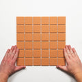 Single With Hand Briq Terracotta Unglazed Porcelain Mosaic Tile 48×48mm MOSPEUNG48 - The Blue Space