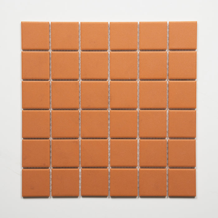 Single No Hand Briq Terracotta Unglazed Porcelain Mosaic Tile 48×48mm MOSPEUNG48 - The Blue Space