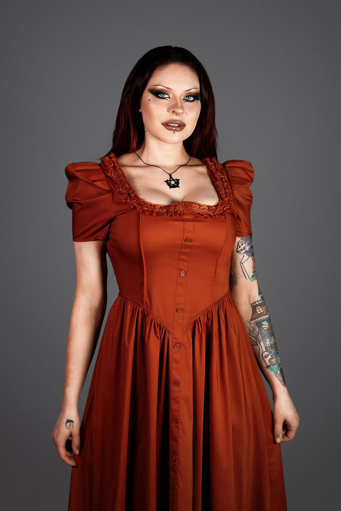 flared  halloween orange dress