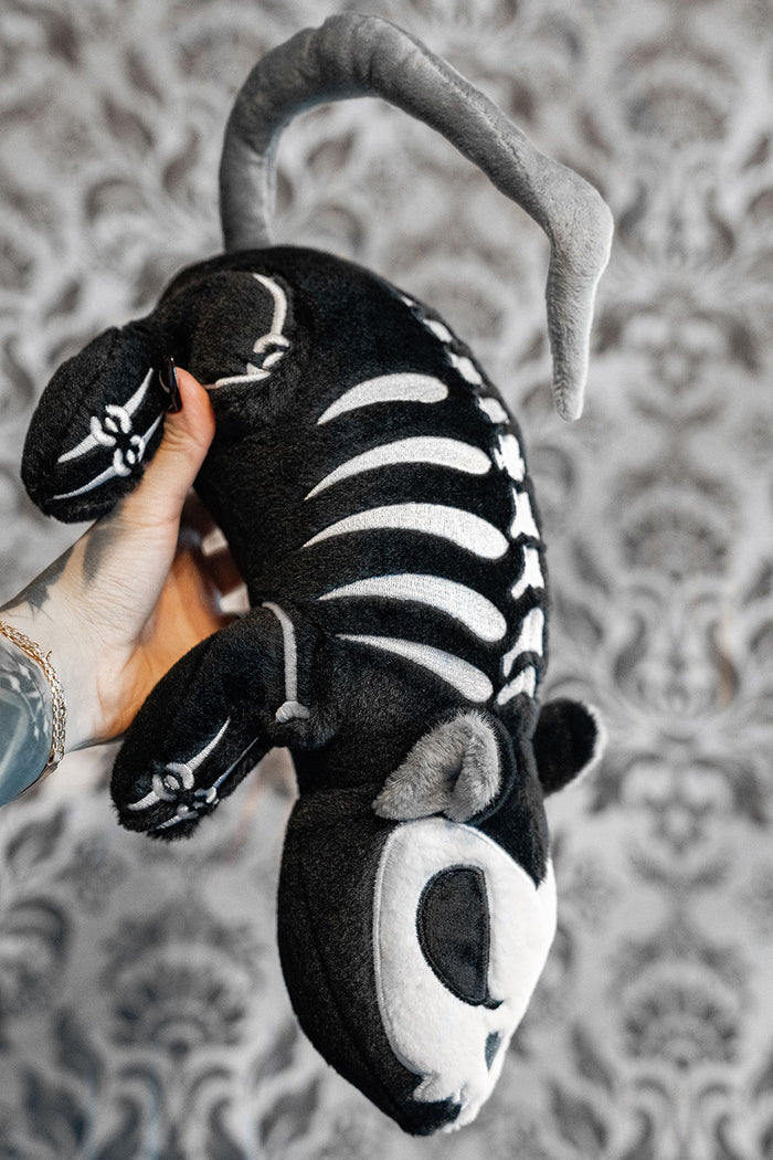 embroidered skeleton rat plushie stuffed animal toy