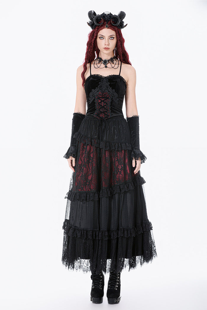 sexy sweetheart neckline red and black steampunk tank top