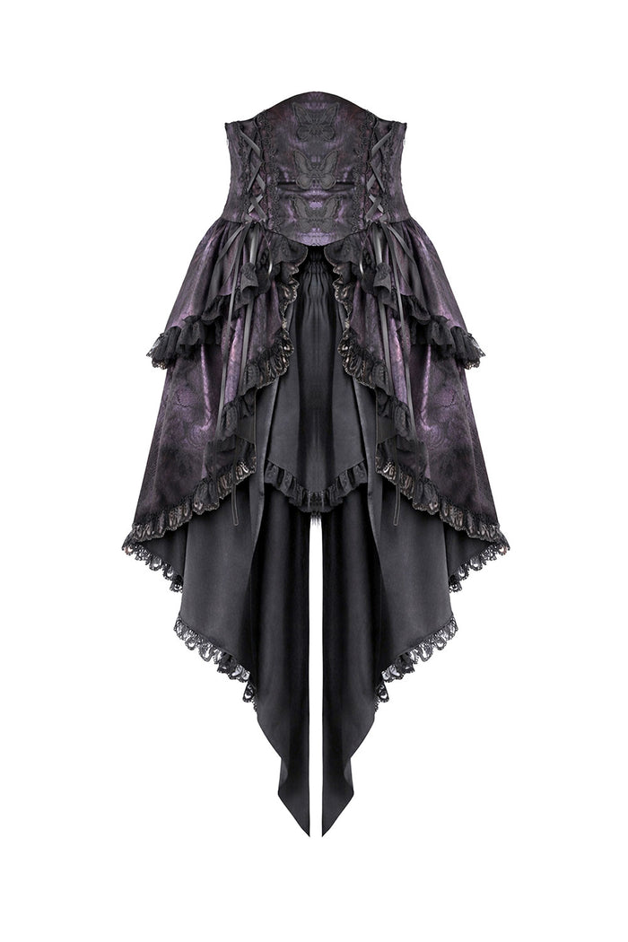 Corset style high waisted womens goth fashion skirt with lace