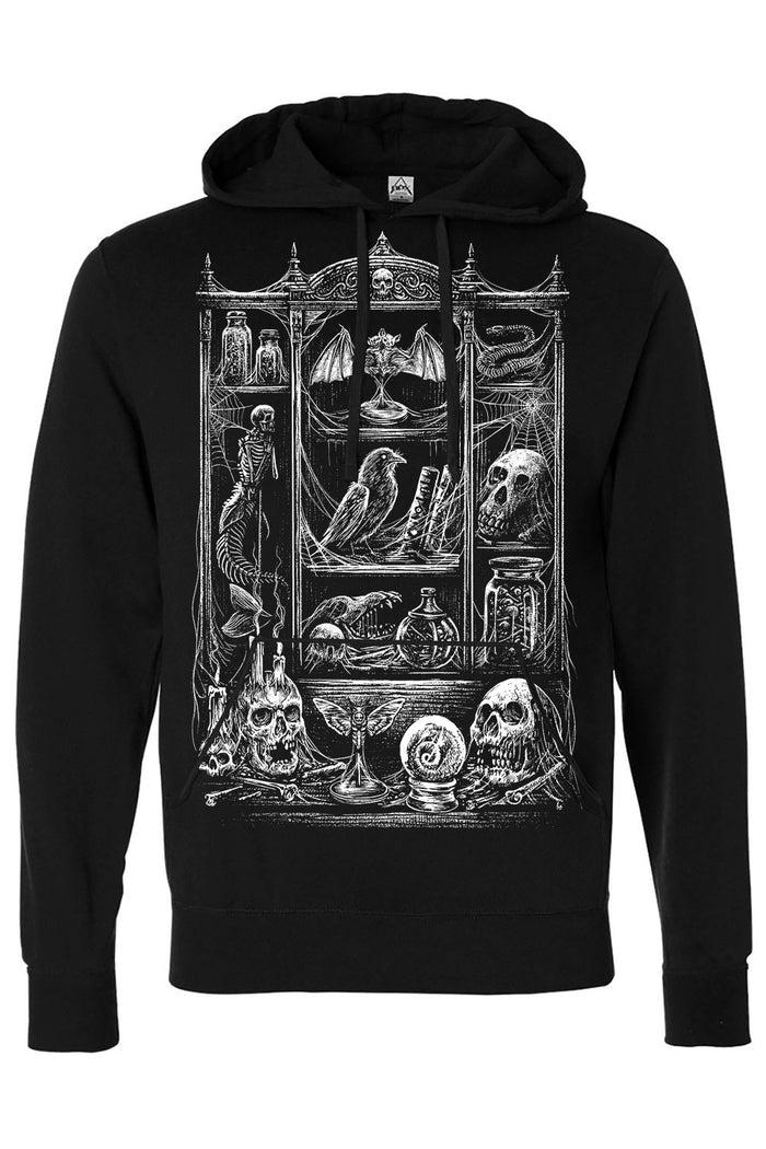 black cotton gothic skull pullover hoodie