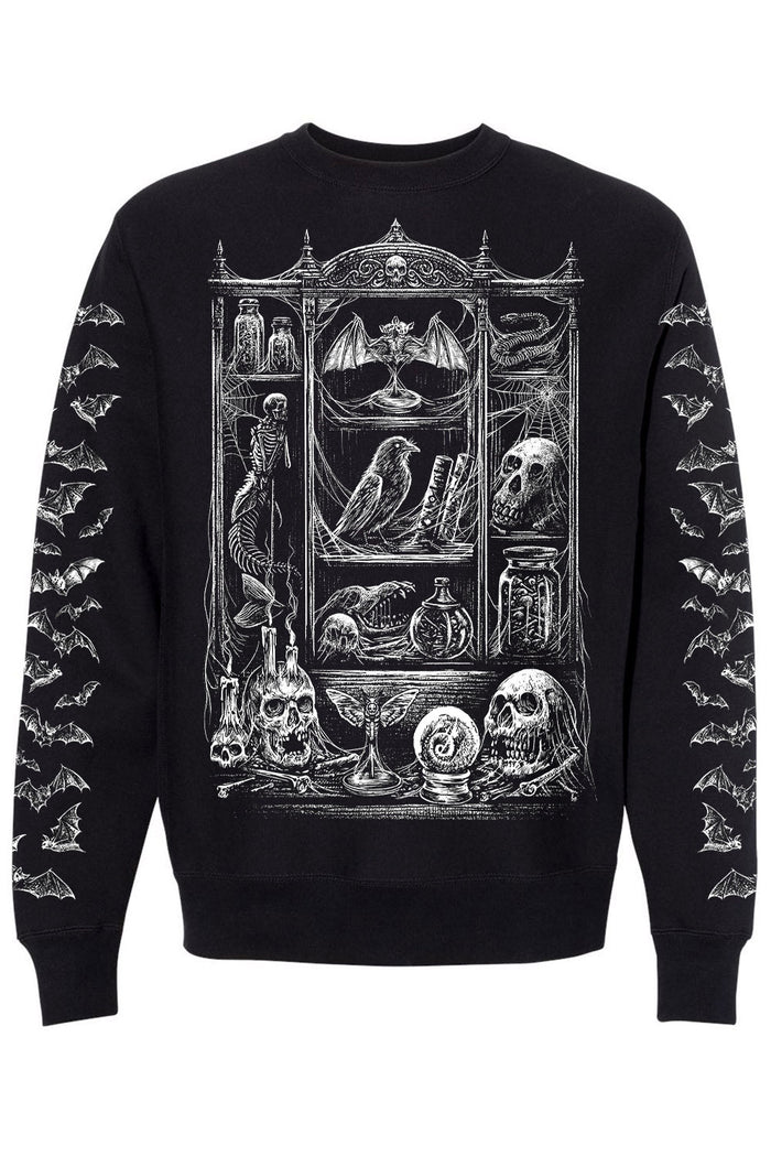 oddities sweatshirt with printed bat sleeves