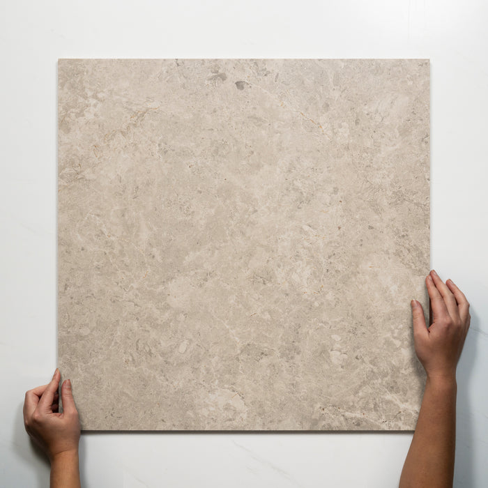 Single With Hand Cairnwell Taupe Stone Look Porcelain Tile P3 600×600mm WITHTAUI4 - The Blue Space