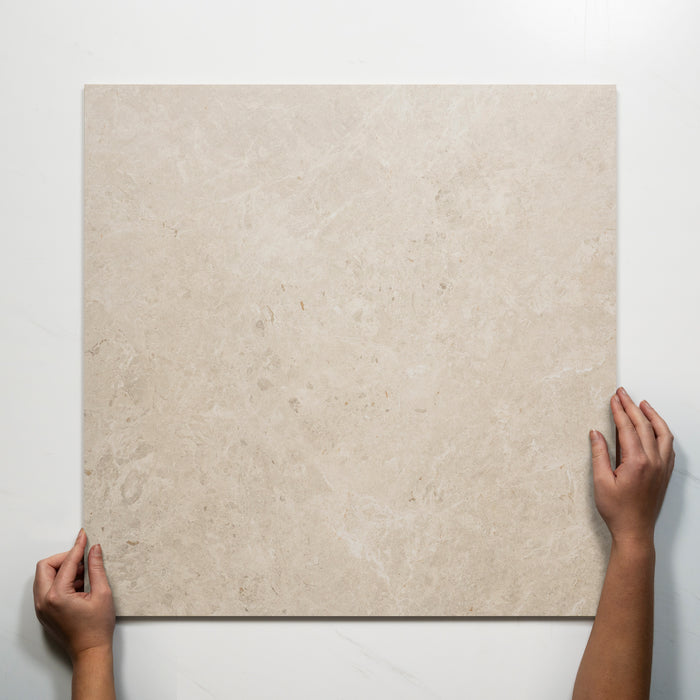 Single With Hand Cairnwell White Stone Look Porcelain Tile P3 600×600mm WITHWHI4 - The Blue Space