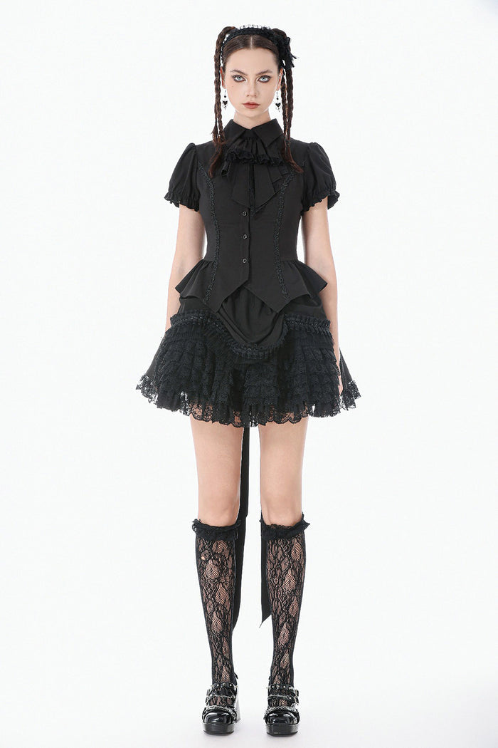 ruffled puff sleeve gothic blouse